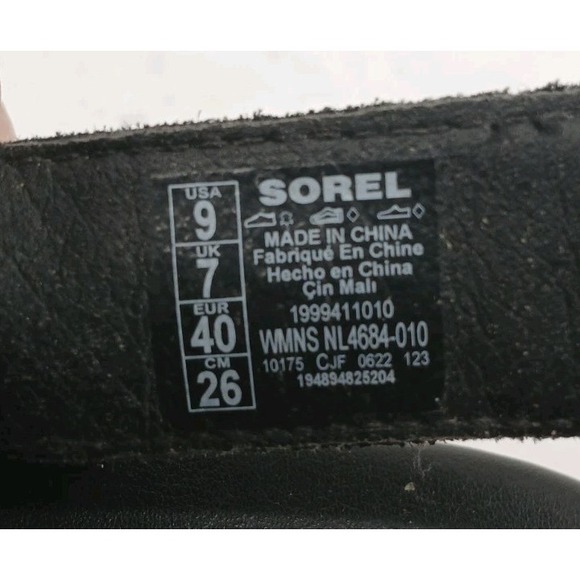 Sorel Joanie III Slingback Womens Leather Platform Wedge Sandals Black SZ 9 C132 - Picture 2 of 10